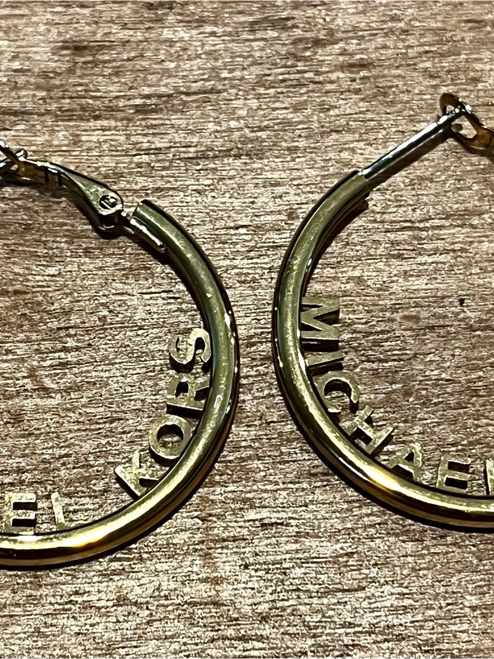 Michael Kors Gold Hoop Earrings with Branded Lettering - Women’s Fashion Jewelry